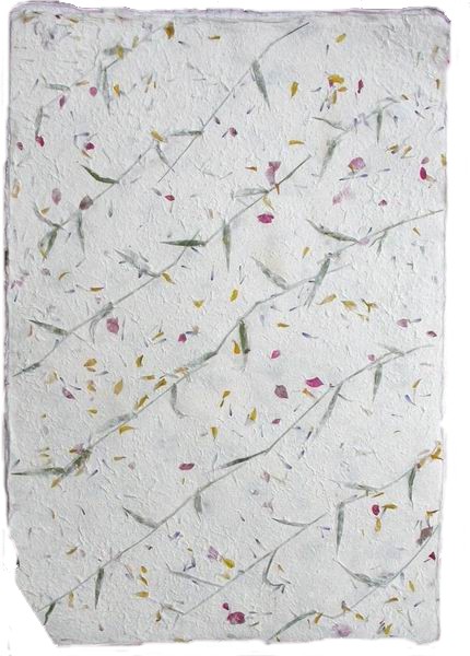 Handmade Mulberry Paper<br>with natural bamboo leaves daisies & bougainvillea